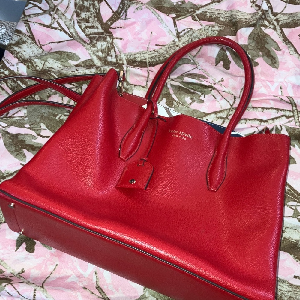 Kate spade ♠️ Red Pebbled Leather Tote with Top Handles
